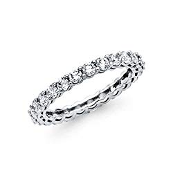 14k Solid White Gold Eternity Band Stackable Ring Channel Set Endless Wedding Band 2.6 MM