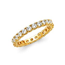 14k Solid Yellow Gold Eternity Band Stackable Ring Channel Set Endless Wedding Band 2.6 MM