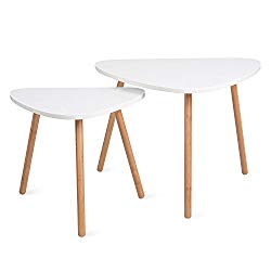 HOMFA Nesting Coffee End Tables Modern Decor Side Table for Home and Office ( White, Set of 2 )
