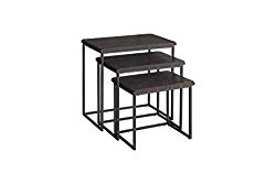 Martin Svensson Home 890558 Rustic Collection Solid Wood & Metal 3 Piece Nesting Table, Espresso