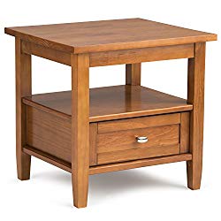 Simpli Home Warm Shaker Solid Wood End Table, Honey Brown