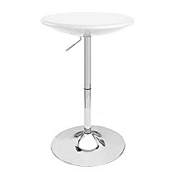 Alpha Contemporary Adjustable Bar Table – Vanilla White