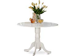 East West Furniture DLT-WHI-TP Round Table with Two 9-Inch Drop Leaves