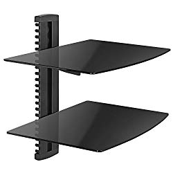 Cmple – Economy Aluminum and Tempered Glass DVD Mount Two Shelves