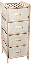 Lavish Home Organization Drawers with Natural Wood Shelf and Four Fabric Storage Bins- Lightweight and Perfect for Dorms, Bathrooms or Bedrooms by