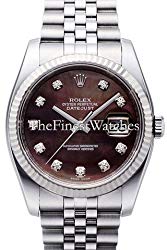 Rolex Datejust 36mm Black Diamond Dial White Gold Stainless Steel Men’s Watch 116234