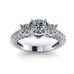 2.60 ct Ladies Round Cut Diamond Engagement Ring With Accented Diamonds in Platinum