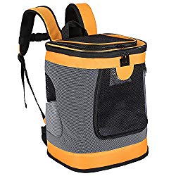 Pet Carrier Backpack for Small Medium Dogs Cats, Airline Approved Bag with Mesh Windows for Travel, Hiking, Outdoor up to 20LBS, Orange