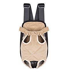 Ultrafun Portable Dog Front Carrier Backpack Legs Out & Breathable Travel Outdoor Bag for Pet Puppy Cat (XL, Beige)