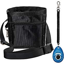 Zacro Dog Treat Training Pouch Bag with Adjustable Strap and One Set of Training Clicker