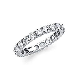 14k Solid White Gold Eternity Band Stackable Ring Channel Set Endless Wedding Band 3MM