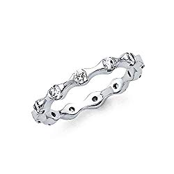 14k Solid White Gold Eternity Band Stackable Ring Endless Wedding Band 2.8 MM