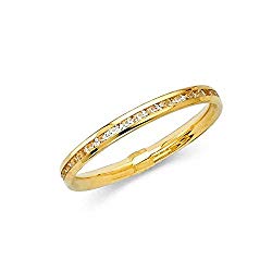 14k Solid Yellow Gold Eternity Band Stackable Ring Channel Set Endless Wedding Band 2.4 MM