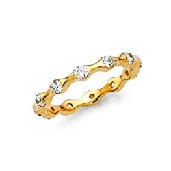 14k Solid Yellow Gold Eternity Band Stackable Ring Endless Wedding Band 2.9 MM