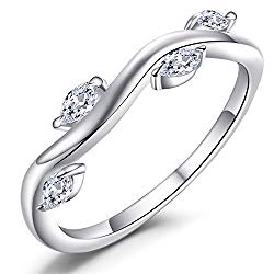 Caperci Sterling Silver Winding Willow Marquise-Cut Cubic Zirconia Wedding Band Rings for Women Size 5-11