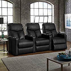 Octane Seating BOLT-R3SP-BND-BL Octane Bolt XS400 Motorized Leather Home Theater Recliner Set (Row of 3)