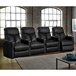 Octane Seating BOLT-R4SP-BND-BL Octane Bolt XS400 Motorized Leather Home Theater Recliner Set (Row of 4)