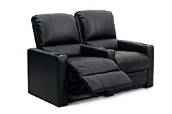 Octane Seating CHARGER-R2SM-BND-BL Octane Charger XS300 Leather Home Theater Recliner Set (Row of 2), Black