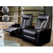 Pavillion Theater Seating – 2 Black Leather Chairs – Coaster Co.