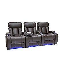Seatcraft Orleans Home Theater Seating Manual Recline Leather Gel (Row of 3, Brown)