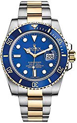 Rolex Submariner Blue Dial Stainless Steel and 18K Yellow Gold Rolex Oyster Automatic Mens Watch 116613BLSO