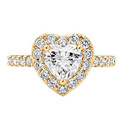 2.45 ct Brilliant Heart Cut Solitaire Halo Engagement Anniversary Wedding Bridal Promise Ring Solid 14k Yellow Gold