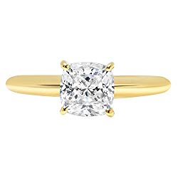 Cushion Brilliant Cut Classic Solitaire Designer Wedding Bridal Statement Anniversary Engagement Promise Ring Solid 14k Yellow Gold, 2.7ct
