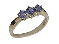 LetsBuyGold 10k White Gold Real Genuine Tanzanite Womens Trilogy Anniversary Ring