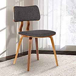 Armen Living LCJASIWACH Jaguar Dining Chair in Charcoal Fabric and Walnut Wood Finish