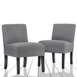 BestMassage Modern Design Fabric Armless Accent Dining Chairs Solid Wood Legs, Set of 2