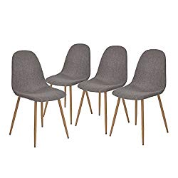 GreenForest Dining Side Chairs Strong Metal Legs Fabric Cushion Seat Back Dining Room Chairs Set of 4,Gray