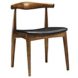 Modway Tracy Mid-Century Dining Side Chair With Faux Leather Seat in Black