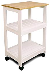 Catskill Craftsmen Utility Kitchen Cart/Microwave Stand, White Base with Natural Top