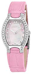 Ebel Beluga Tonneau Womens Pink Mother-of-Pearl Face Diamond Light Pink Leather Strap Swiss Quartz Watch 1216255