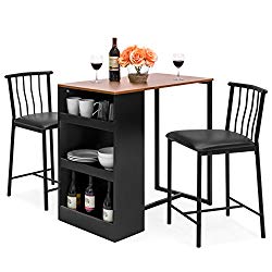 Best Choice Products Kitchen Counter Height Dining Table Set w/ 2 Stools (Espresso)