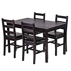 BestMassage Dining Table Set Kitchen Dining Table Set Wood Table and Chairs Set Kitchen Table and Chairs for 4 Person