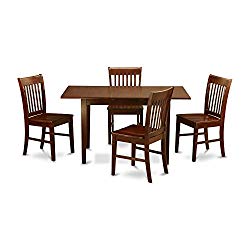 East West Furniture NOFK5-MAH-W 5-Piece Kitchen Table Set, Mahogany Finish