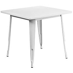 Flash Furniture 31.5” Square White Metal Indoor-Outdoor Table