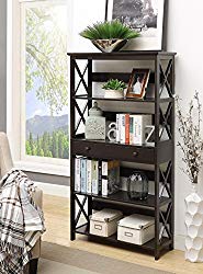 Convenience Concepts Oxford 5-Tier Bookcase with Drawer, Black