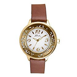 Daniel Steiger Sorrento Luxury Leather Ladies Gold Watch – Water Resistant – Floating Diamondeau In The Dial – Premium Grade Stainless Steel – Gold Finish – White Mother of Pearl Dial