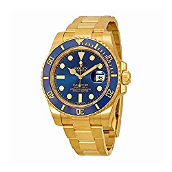 Rolex Submariner Blue Dial 18kt Yellow Gold Oyster Bracelet Mens Watch 116618BLSO
