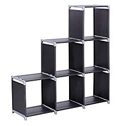 SONGMICS 3-Tier Storage Cube Closet Organizer Shelf 6-Cube Cabinet Bookcase Black ULSN63H