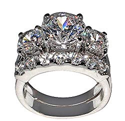 5 Ct. Bold Past Present & Future Style Cubic Zirconia Cz Bridal (Round-shaped Center Stone Is 2.75 Cts)