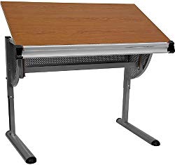 Offex OFX-91171-FF Adjustable Drawing and Drafting Table with Pewter Frame