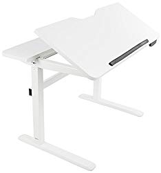 VIVO White Height Adjustable Electric Motor Sit Stand 48″ x 29″ Drafting Desk | 30 Degree Tilting Desktop (DESK-V101ED)