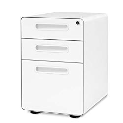 DEVAISE 3-Drawer Mobile File Cabinet with Anti-tilt Mechanism,Legal/Letter Size (White)