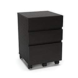 Essentials File Cabinet – 3-Drawer Wheeled Mobile Pedestal Cabinet, Espresso (ESS-1030-ESP)