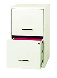 Space Solutions 2-Drawer Metal File Cabinet with Lock, 18″ Deep x 14.25″ Wide x 24.5″ Tall – White
