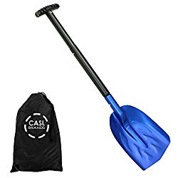 CASL Brands Portable Snow Shovel for Car or Truck, Lightweight and Collapsible, Telescoping Handle and Carrying Bag Included – Blue
