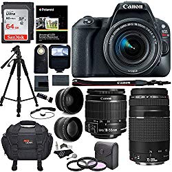 Canon EOS Rebel SL2 DSLR Camera, EF-S 18-55mm STM, Canon EF 75-300mm Telephoto Lens, 64GB Memory Card, Telephoto, Wide Angle Lens, Filter Kit and Accessory Bundle